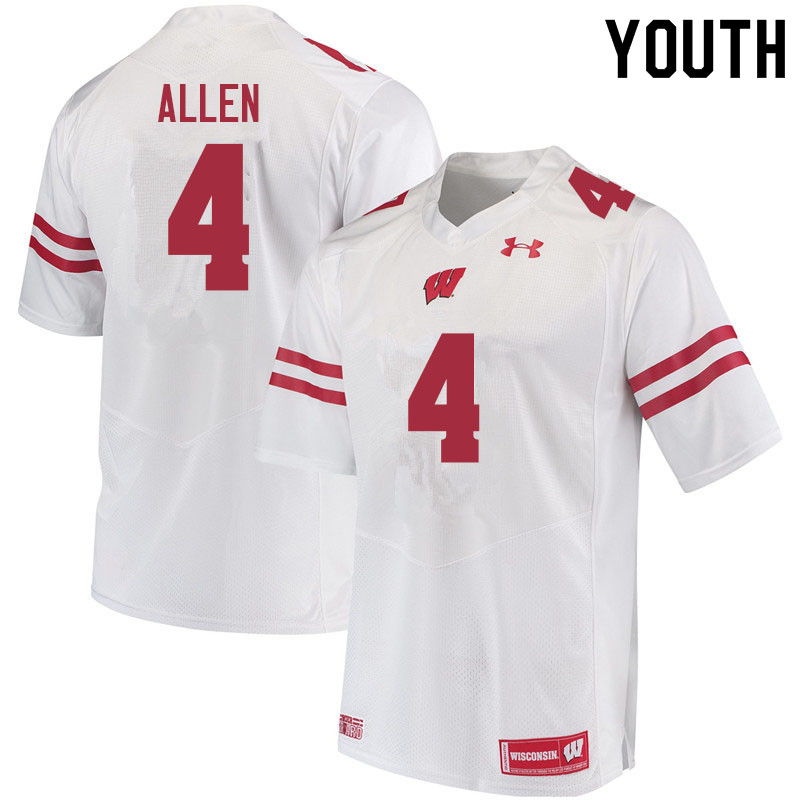 Wisconsin Badgers Youth #4 Markus Allen NCAA Under Armour Authentic White College Stitched Football Jersey RD40Z62GZ
